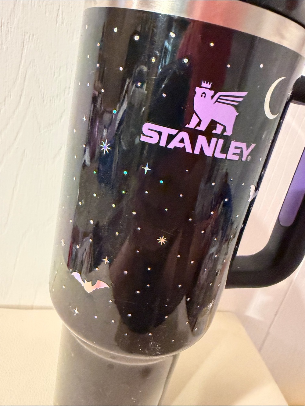 Stanley Black Travel Mug with Purple Logo and Celestial Accents - Picture 2 of 4
